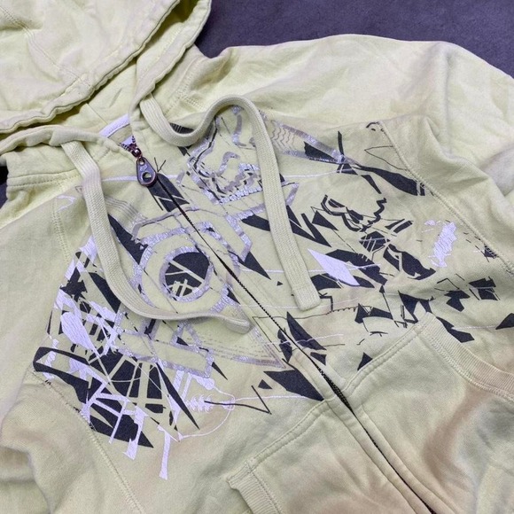 Fox Racing Yellow and white zip up hoodie with unique graphics - Picture 2 of 7